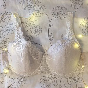 White Swirl Metallic Lace Bra